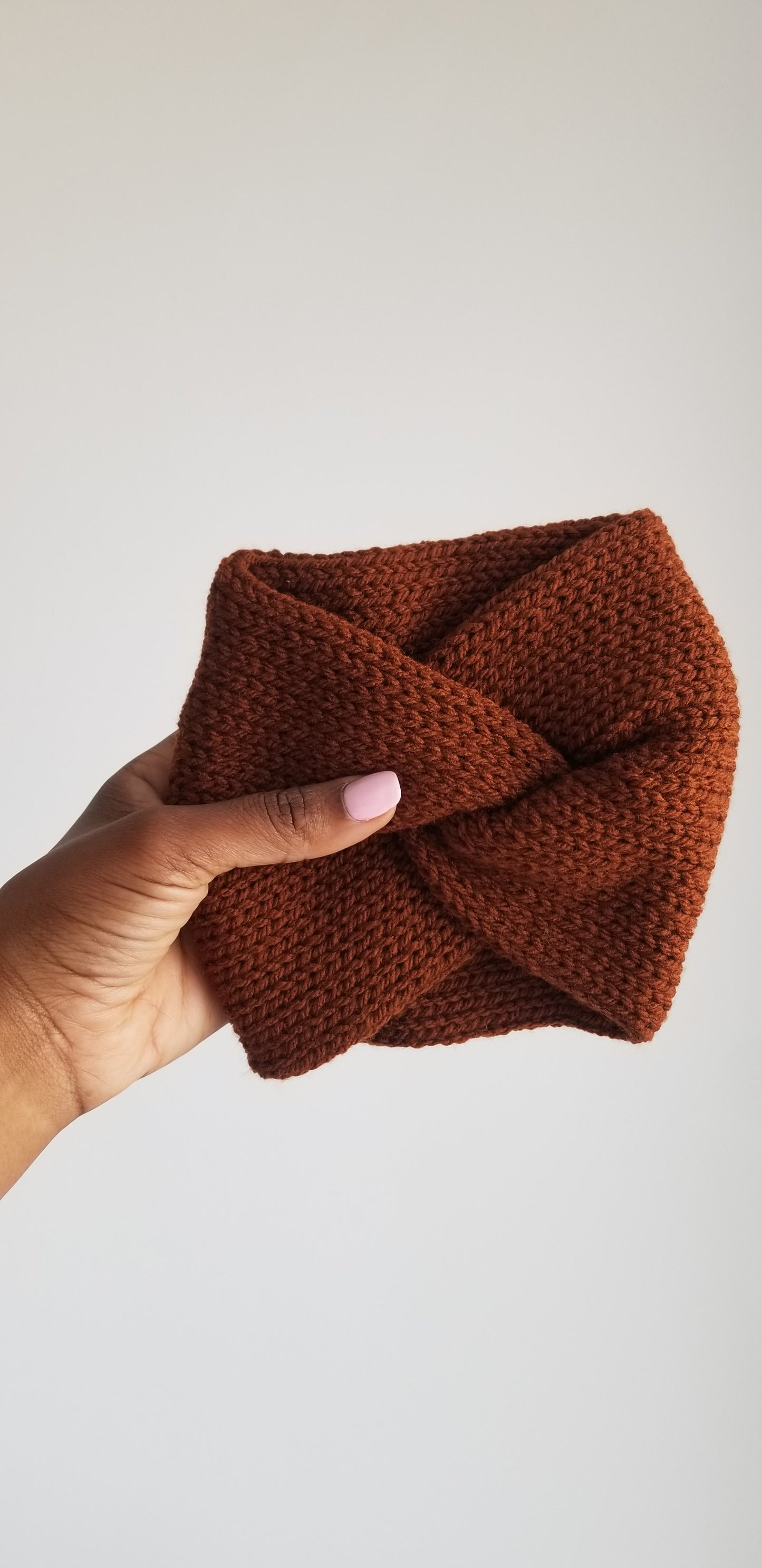 Luxury Brown Headband-Winter Turbans-Knitted And Handmade-Ear warmers | Irit Gordon Design