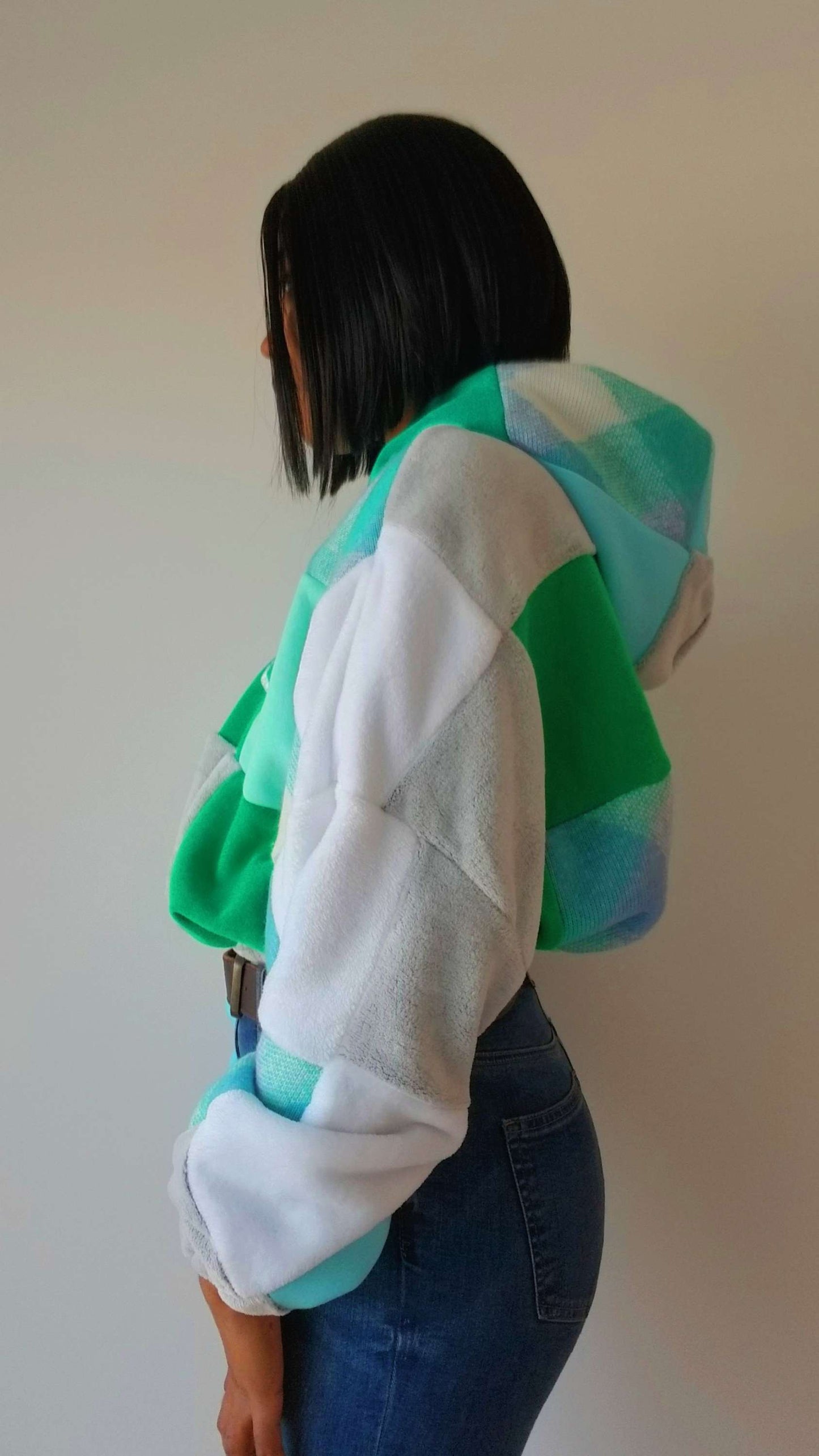 Oversized cropped hoody blue