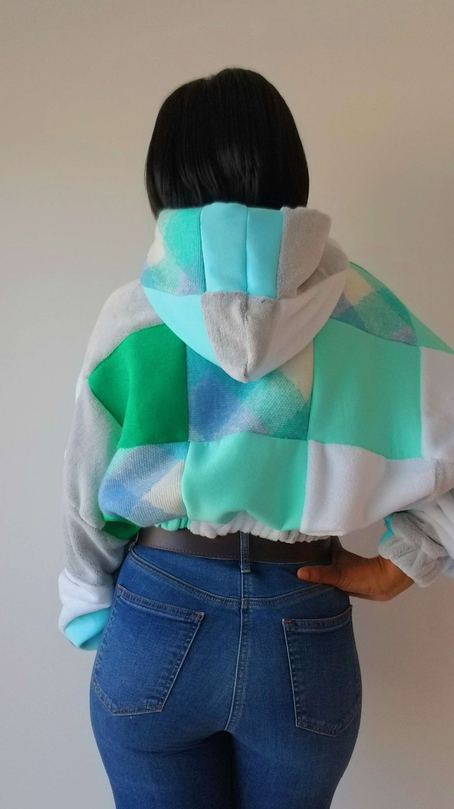 Oversized cropped hoody blue