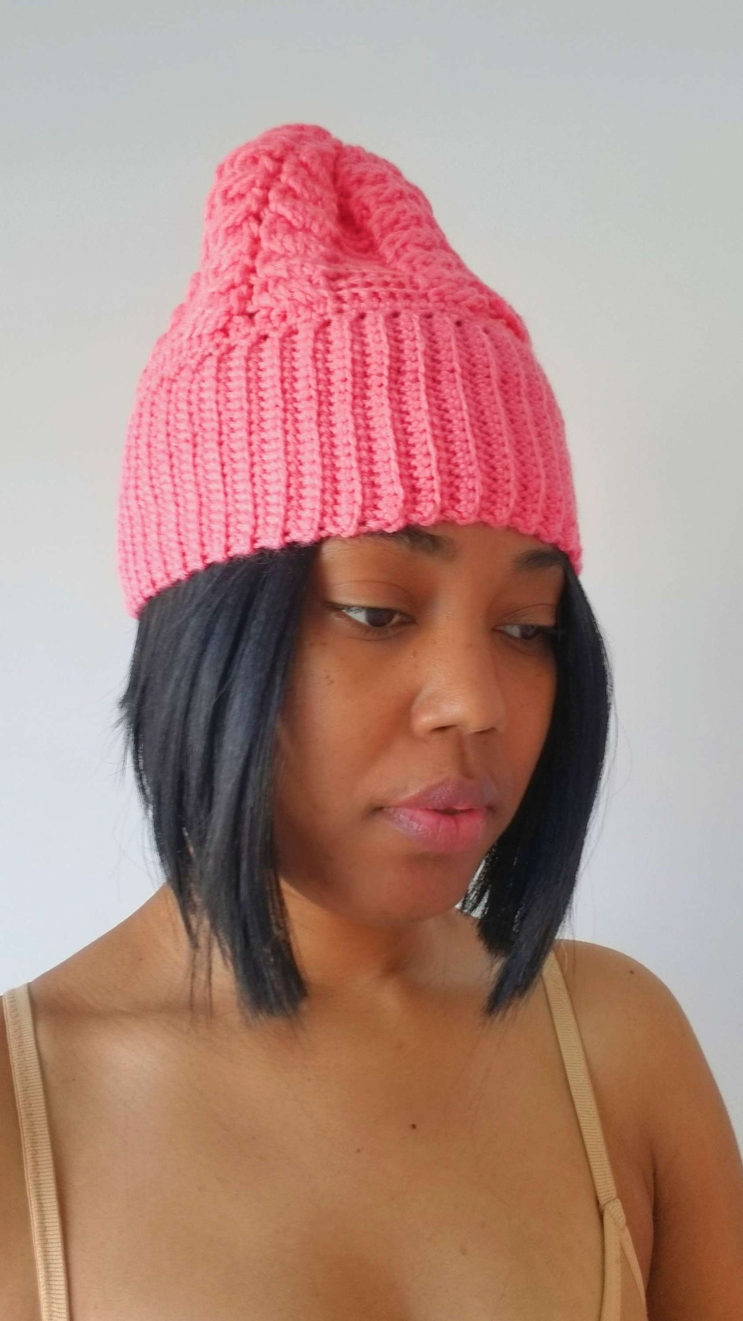 The Eternity Beanie-Pink-Crochet Hat-Winter Hat-Beanie-Women Beanie-Gift For Her