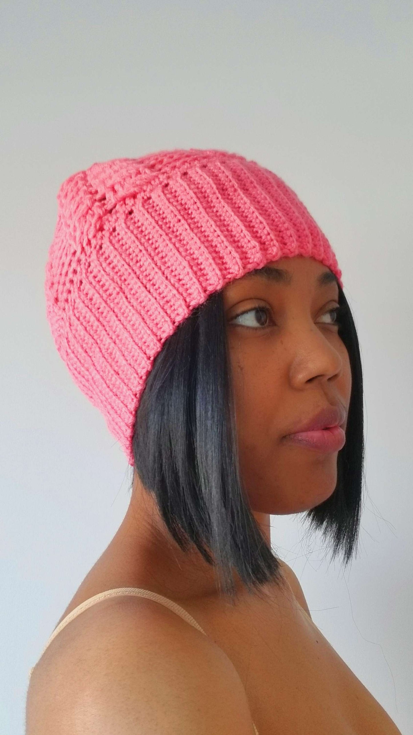 The Eternity Beanie-Pink-Crochet Hat-Winter Hat-Beanie-Women Beanie-Gift For Her