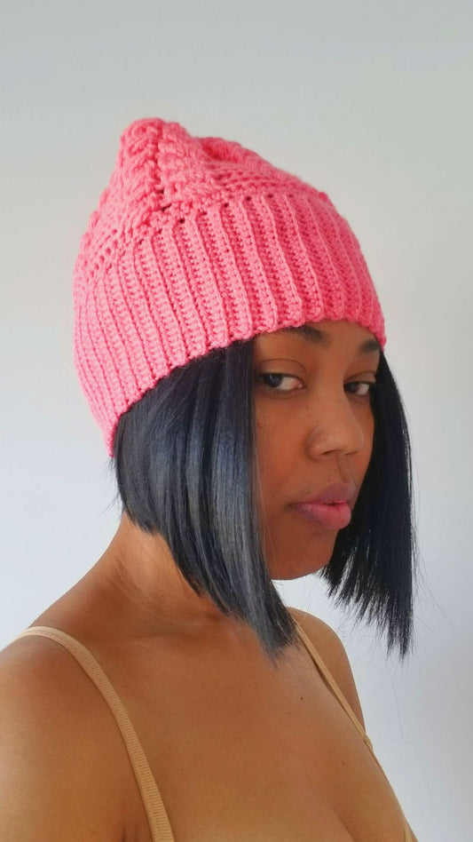 The Eternity Beanie-Pink-Crochet Hat-Winter Hat-Beanie-Women Beanie-Gift For Her