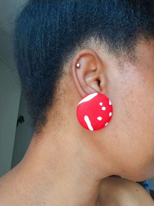 Overside Cover Button Stud Earrings
