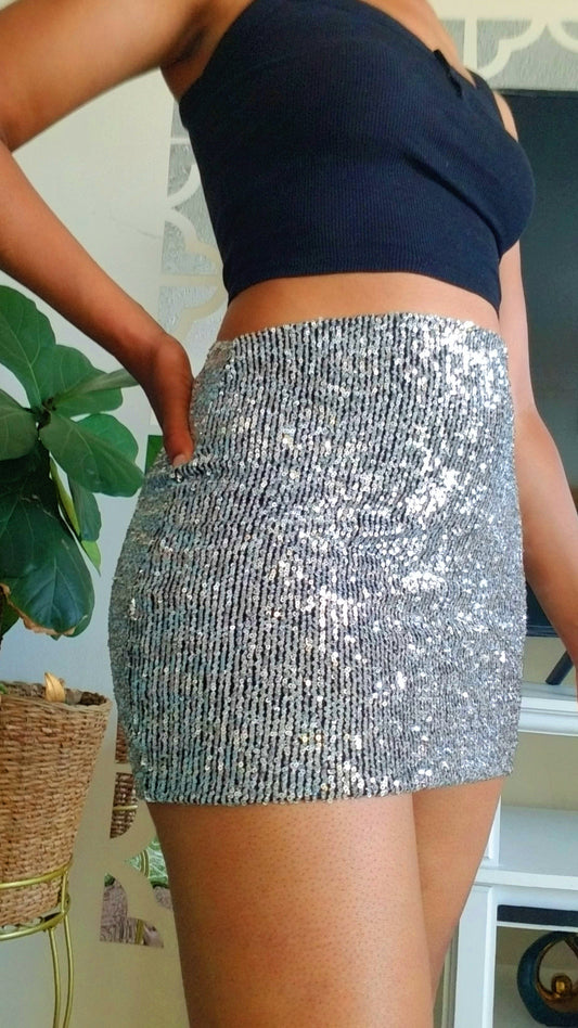 Silver Sequence Shot Skirt | Irit Gordon Designs