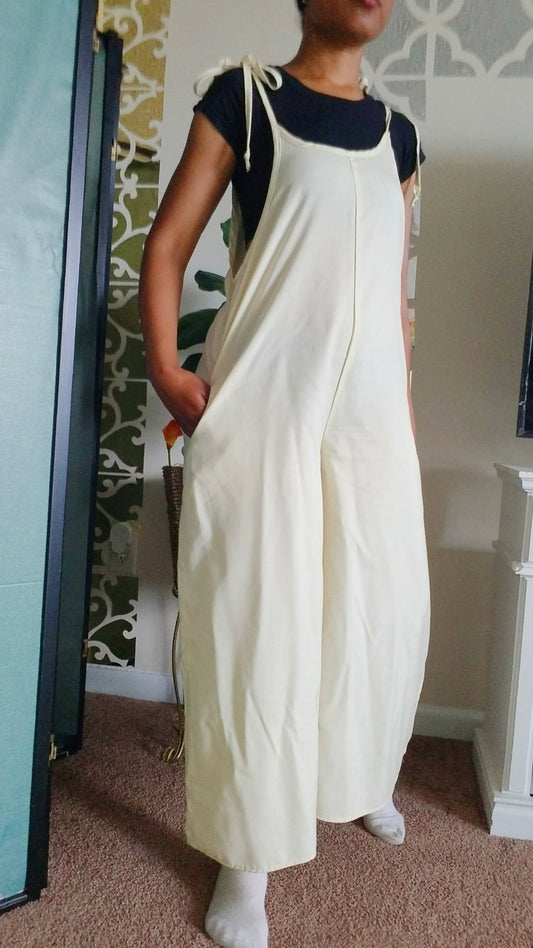 Linen Cream Jumpsuit Lightweight - Comfortable