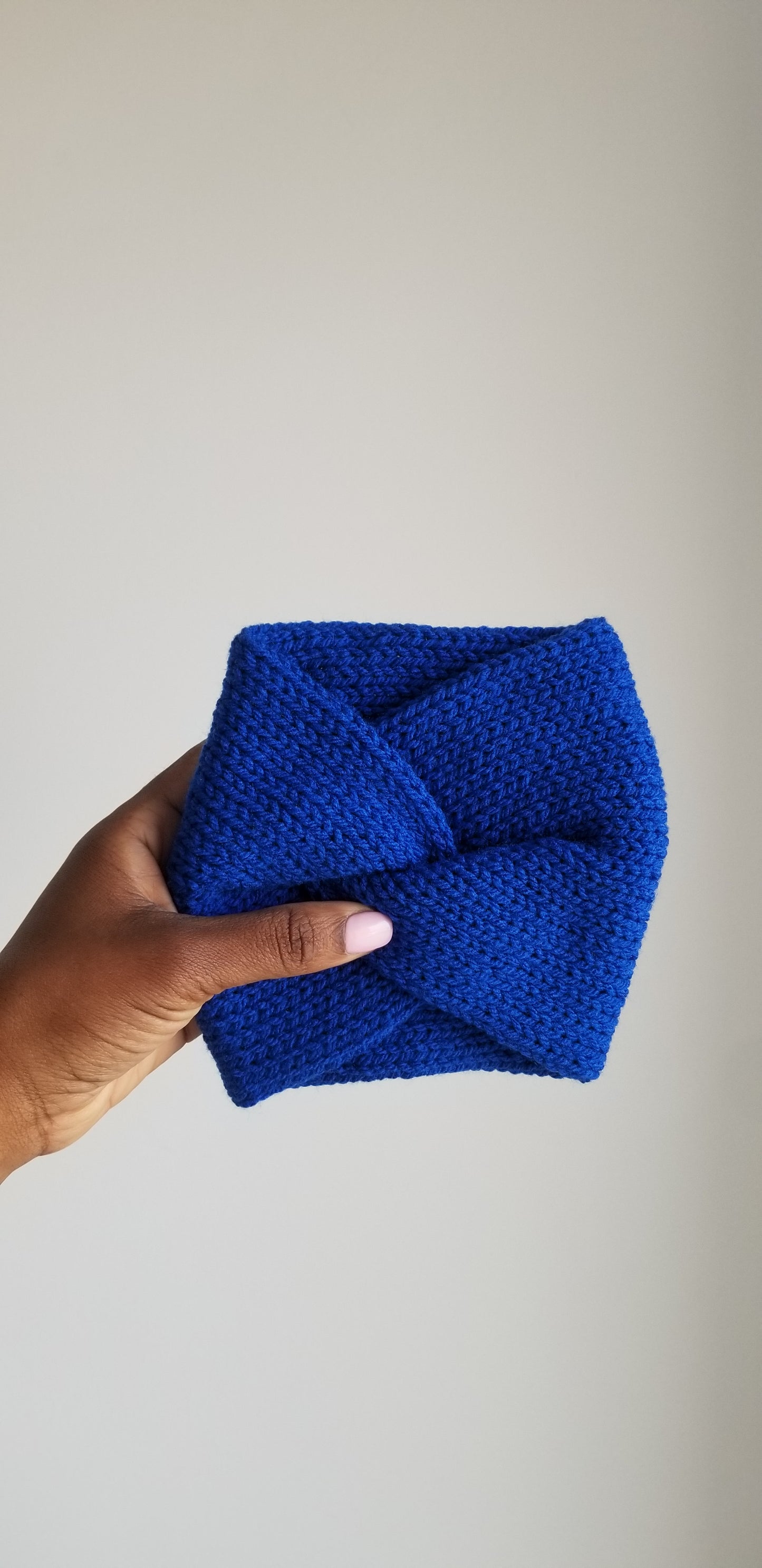 Luxury Royal Blue Headband-Winter Turbans-Knitted And Handmade-Ear warmers | Irit Gordon Design